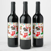 Dachshund Christmas Lights Gift Funny Xmas Dog Lov ワインラベル (ボトル)