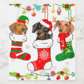 Dachshund Christmas Lights Gift Funny Xmas Dog Lov ワインラベル (シングルラベル)