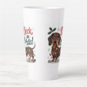 Dachshund Christmas Mug – Deck the Halls Holiday  カフェラテマグ (正面)