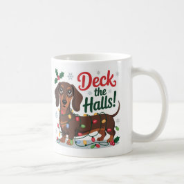 Dachshund Christmas Mug – Deck the Halls Holiday コーヒーマグカップ
