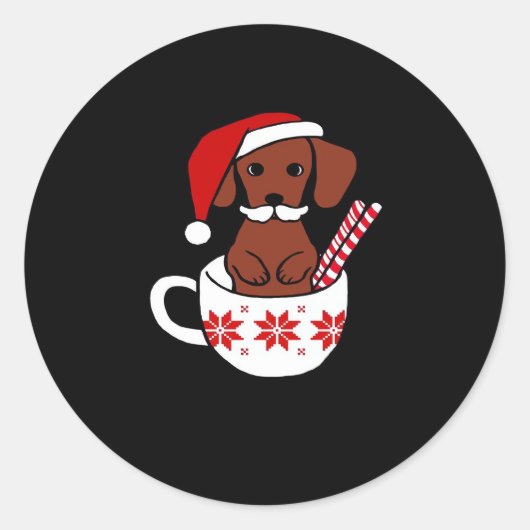 Dachshund Christmas Mustache Coffee Mug Classic T- ラウンドシール (正面)
