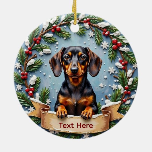 Dachshund Christmas Ornament セラミックオーナメント (裏面)
