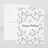 Dachshund  Christmas pattern シーズンポストカード (正面/裏面)