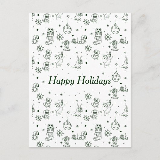 Dachshund  Christmas pattern シーズンポストカード (正面)
