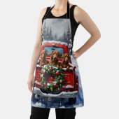 Dachshund Christmas Red Truck Holiday エプロン (インサイチュ)