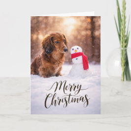 Dachshund Christmas Snowman シーズンカード