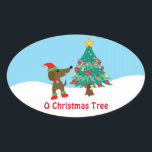 Dachshund Christmas Tree 4.5 x 2.7インチ（4枚） 楕円形シール<br><div class="desc">可愛カスタムい描ダッシュントが自分の木を見飾ている。</div>