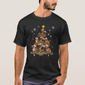 Dachshund Christmas Tree Dachshund Santa Hat Light Tシャツ (正面)