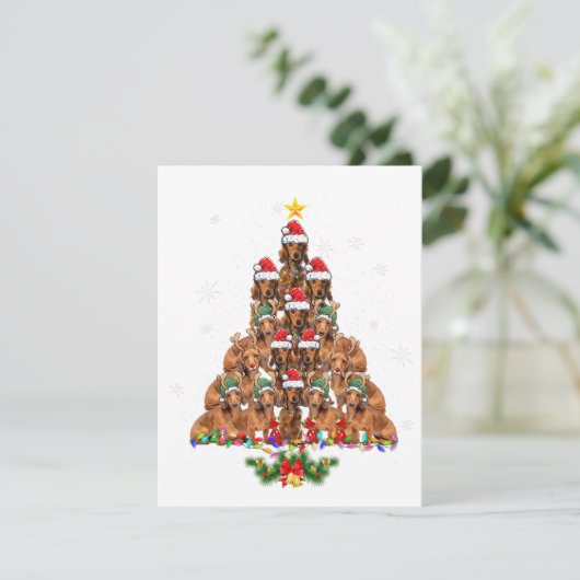 Dachshund Christmas Tree Dog Xmas Lights Pajamas F 招待状 (スタンド正面)