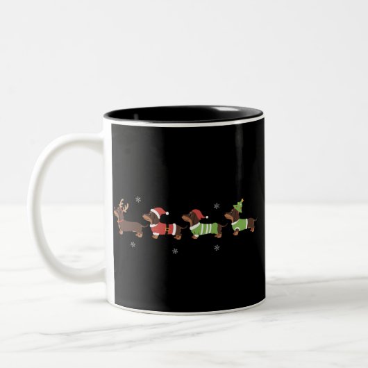 Dachshund Christmas Wiener Dog Lover Holiday Dogs  ツートーンマグカップ (左)