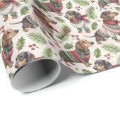 Dachshund Christmas Wrapping Paper ラッピングペーパー (ロールコーナー)