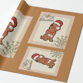 Dachshund christmas wrapping paper ラッピングペーパー