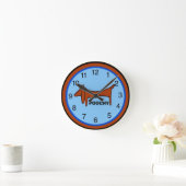 Dachshund Clock、名前の編集 ラウンド壁時計 (ホーム)