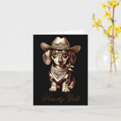 Dachshund Cowboy Cute Sausage Dog Cowboy Weiner Pu カード (黄色い花)