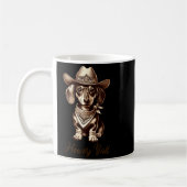Dachshund Cowboy Cute Sausage Dog Cowboy Weiner Pu コーヒーマグカップ (左)