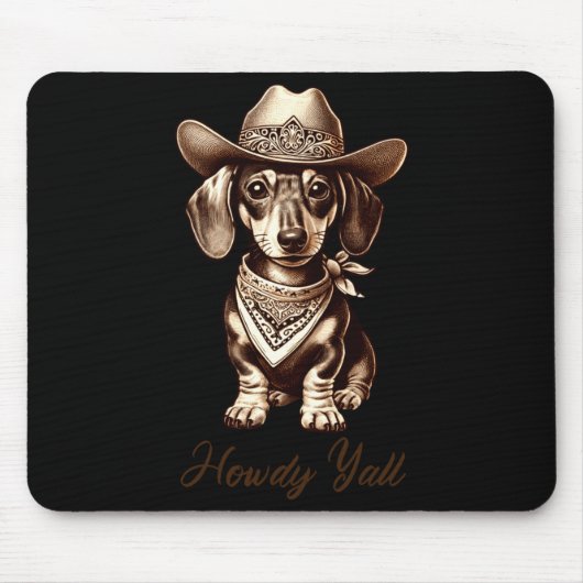 Dachshund Cowboy Cute Sausage Dog Cowboy Weiner Pu マウスパッド (正面)