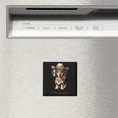 Dachshund Cowboy Cute Sausage Dog Cowboy Weiner Pu マグネット (インサイチュ (食洗機))