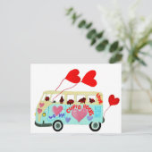 Dachshund Cupidsのバレンタインデーラブモバイル シーズンポストカード (スタンド正面)