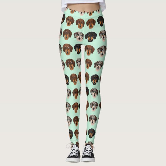 Dachshund Cute Dog Lover Pattern レギンス (正面)