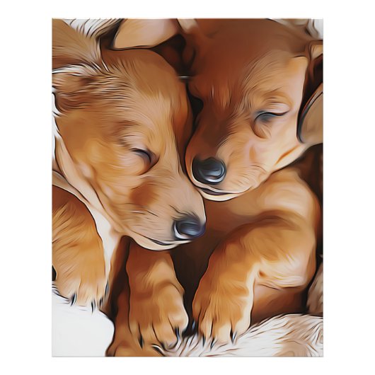 Dachshund Cute Sleeping Dachshund Puppies Birthday フォトプリント (正面)