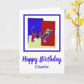 Dachshund/Daxie Dog Red Blue Yellow誕生日カード カード (黄色い花)