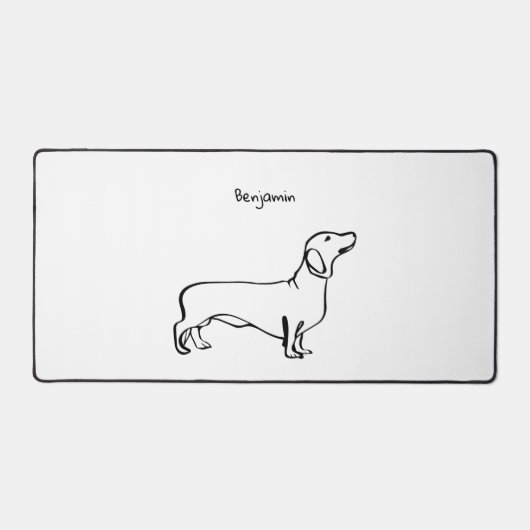 Dachshund Delight：カスタマイズ可能なデスクマット デスクマット (正面)
