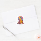 Dachshund Delights: Pawsome ポップ・アートの Art Sticker E ラウンドシール (封筒)