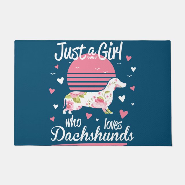 Dachshund Design, Just A Girl Who Loves Dachshunds ドアマット (正面)