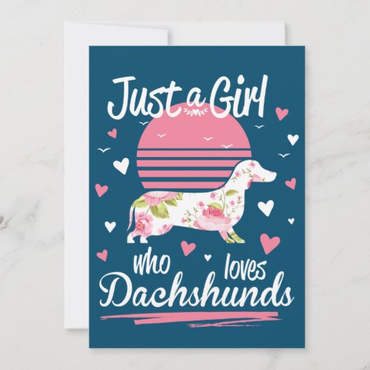 Dachshund Design, Just A Girl Who Loves Dachshunds 招待状 (正面)