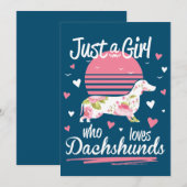 Dachshund Design, Just A Girl Who Loves Dachshunds 招待状 (正面/裏面)