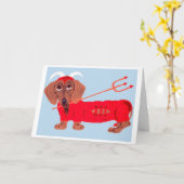 Dachshund Devil カード (黄色い花)