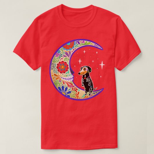 Dachshund Dia de Los Muertos Skeleton Tシャツ (デザイン正面)