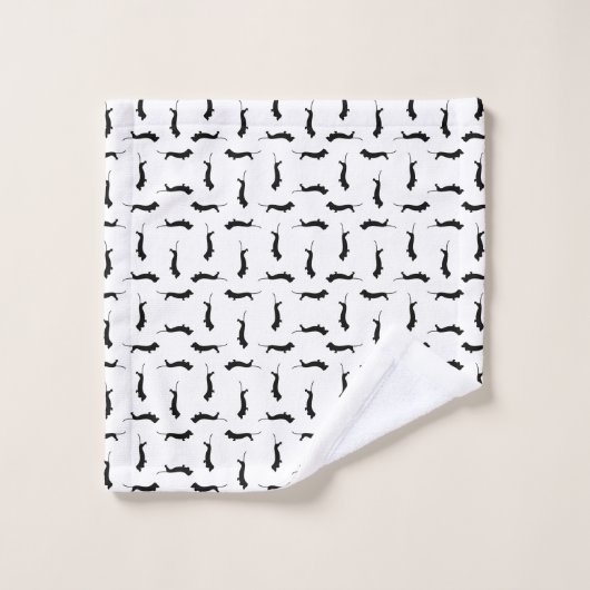 Dachshund Dogシルエットカスタム背景色 ウォッシュタオル (ウォッシュタオル)