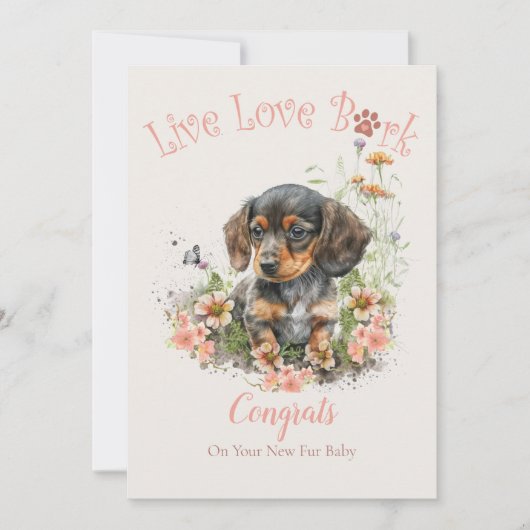 Dachshund Dog Adoption、Gotcha Day カード (正面)