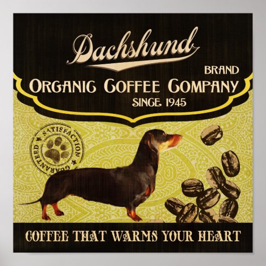 Dachshund Dog Artポスター – コーヒオーガニックー会社 ポスター (正面)