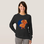Dachshund Dog Art With Blue Background Tシャツ (正面フル)