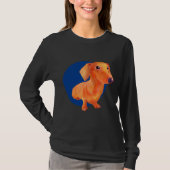 Dachshund Dog Art With Blue Background Tシャツ (正面)