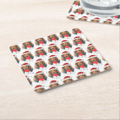 Dachshund Dog Breed Christmas スクエアペーパーコースター (アングル)
