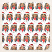 Dachshund Dog Breed Christmas スクエアペーパーコースター (正面)