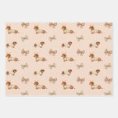 Dachshund Dog Christmas Checkerboard Sweater Bow ラッピングペーパーシート (正面2)