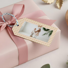 Dachshund Dog Christmas Checkered Sweater Photo ギフトタグ