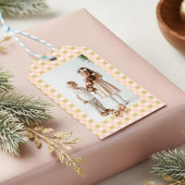 Dachshund Dog Christmas Checkered Sweater Photo ギフトタグ