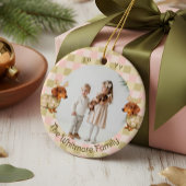 Dachshund Dog Christmas Checkered Sweater Photo セラミックオーナメント