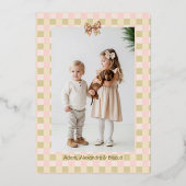 Dachshund Dog Christmas Checkered Sweater Photo 箔シーズンカード (裏面)