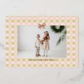 Dachshund Dog Christmas Checkered Sweater Photo 箔シーズンカード (裏面)