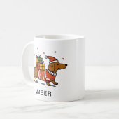 Dachshund Dog Christmas Sweater Pet Lover コーヒーマグカップ (正面左)