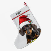 Dachshund Dog Custom Pet ラージクリスマスストッキング (裏面 (吊り時))