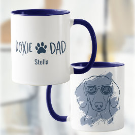 Dachshund Dog Dad Mug - Custom Name Ice Blue  マグカップ