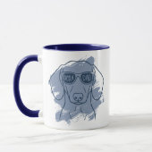 Dachshund Dog Dad Mug - Custom Name Ice Blue  マグカップ (左)