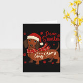 Dachshund Dog Dear Santa It's A Long Story Funny C カード (黄色い花)
